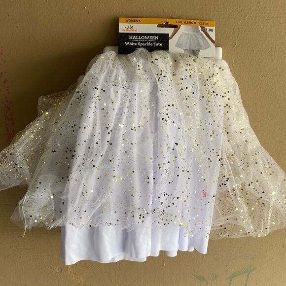 White Sparkle Tutu with Gold Accents size Large X-Large - Picture 2 of 4
